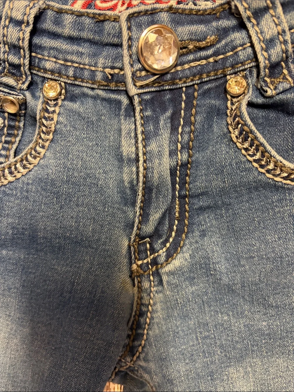 Cowgirl Hardware Girls Flared Western Embellished Jeans Size 5